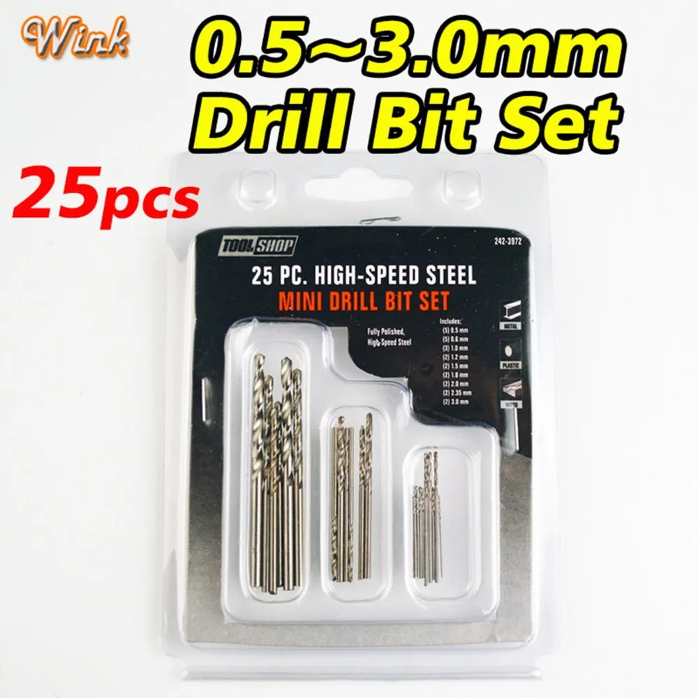 Ssoogtech 25 шт. мини Бурильные долото 0.5 мм ~ 3.0 с блистерной Вышивка Крестом Пакет HSS