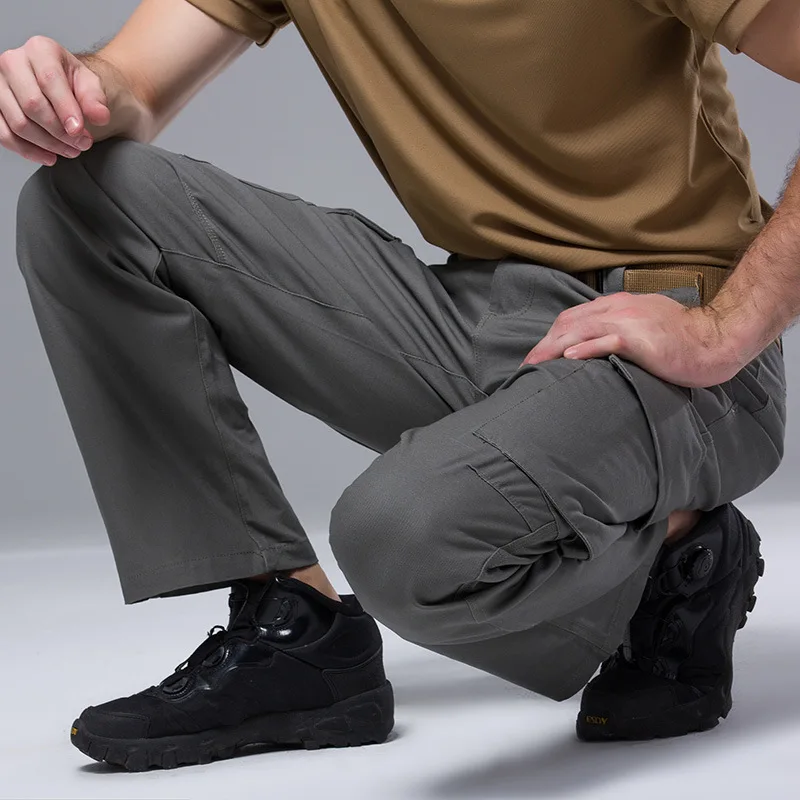 Уличные хлопковые походные свободные мужские двухслойные тактические брюки до