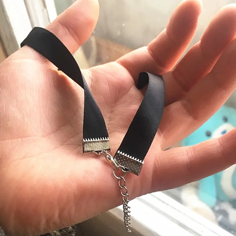 N926 готические женские ожерелья чокеры черная лента короткие модные ювелирные