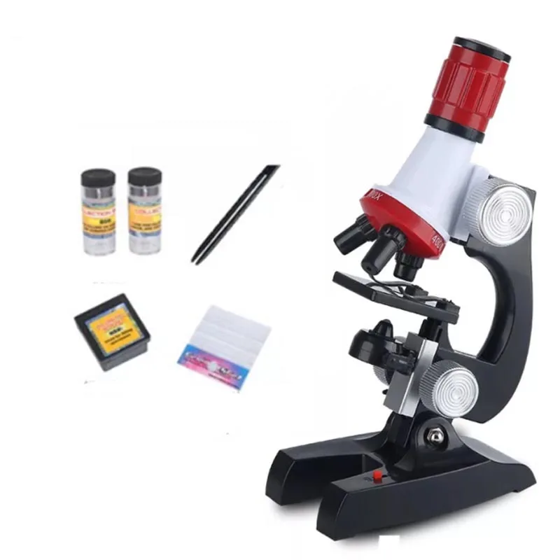Microscope 1200X дети биологический образца микроскоп комплект и 12 шт. подготовлен шлепанцы без задника с открытыми пальцами научные развивающие игрушки подарок для детей лабораторные инструменты - Цвет: Microscope