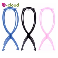 hair wig products flexible plastic wig stand 3pcspack blackpinkblue portable folding wig holder hat cap wig display tool