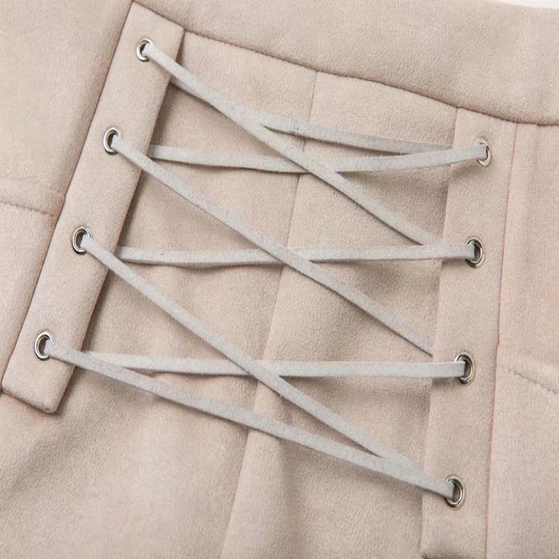 

INDJXND 2018 Spring new casual sexy women rear zipper shorts Double pocket summer Front lace up shorts trunks elastic high waist