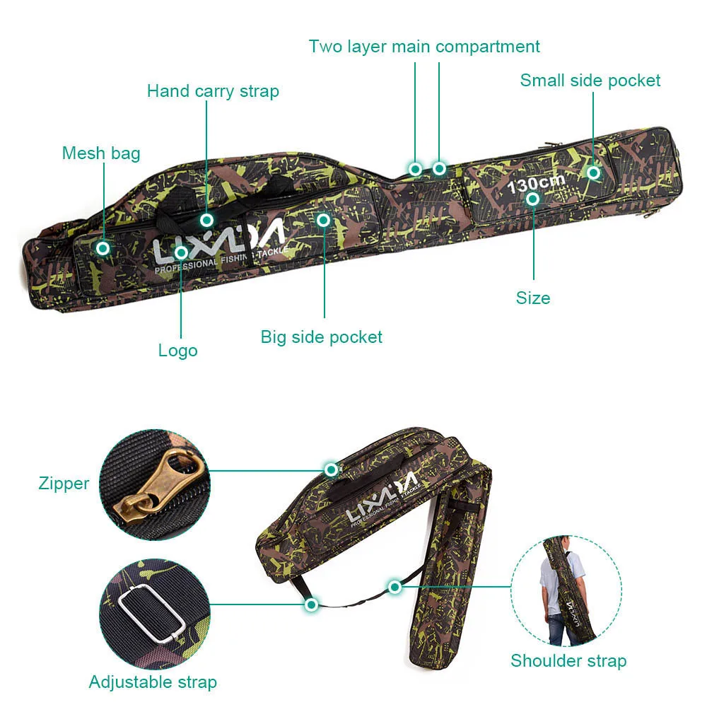 Lixada складные сумки для удочек Оксфорд сумка хранения удочки 130/150 см 2 слоя катушки