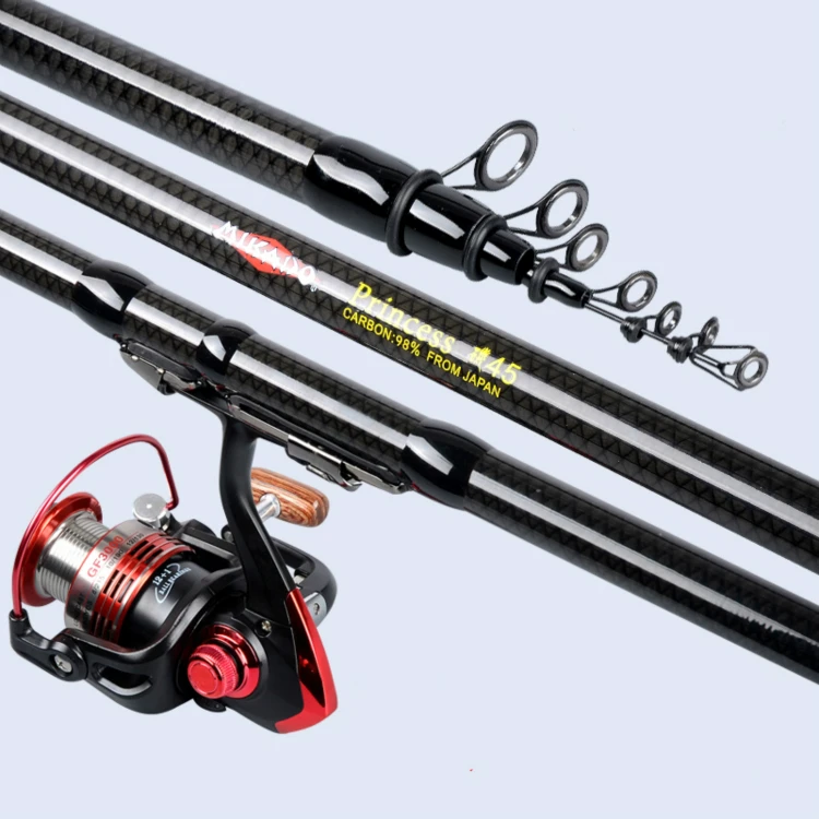 Carbon Rock Fishing Rod 2.7/3.0/3.6/4.5/5.4M Superhard Distance Throwing Fishing Pole Large Guide Rings Telescopic Fishing Canne