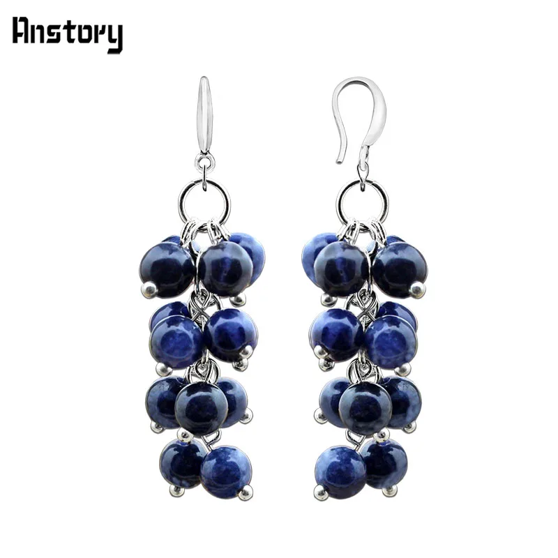 Кластера Малахит Длинные Висячие серьги для Для женщин личности Модные