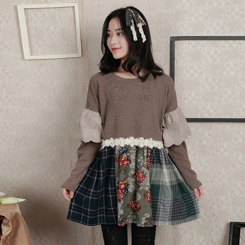 Осенне-зимняя Оригинальная дизайнерская футболка для женщин Harajuku tumblr, топы, футболка с кружевом, женский свободный топ с круглым вырезом, Femme Y03613