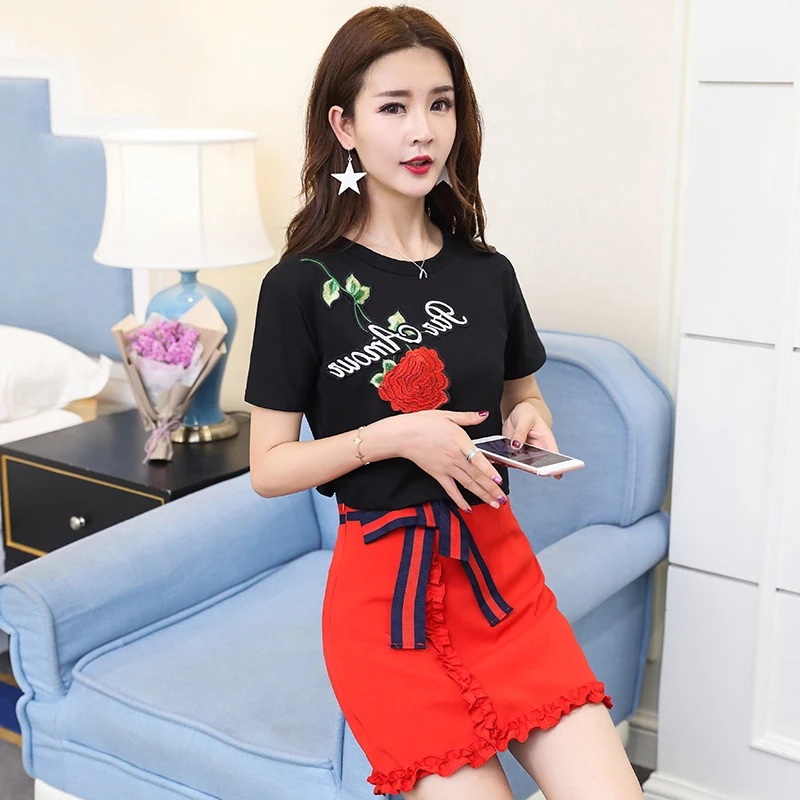 Футболка женская хлопковая свободного покроя одежда в стиле Харадзюку Роуз