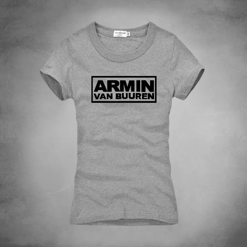 Бренд Armin Van buuren с принтом Новинка 100% хлопок Для женщин рубашка короткий рукав