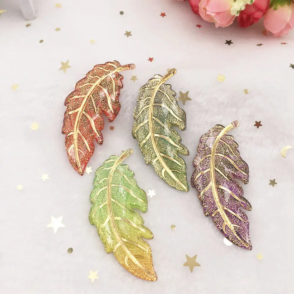 Смешанный кабошон с разноцветными листьями из смолы стразы плоской задней