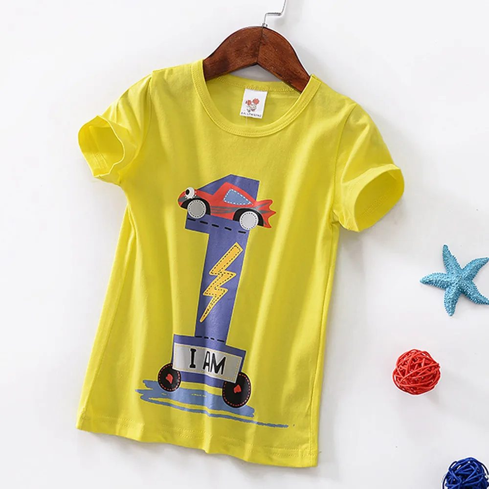 Одежда для маленьких мальчиков и девочек футболка с коротким рукавом рисунком