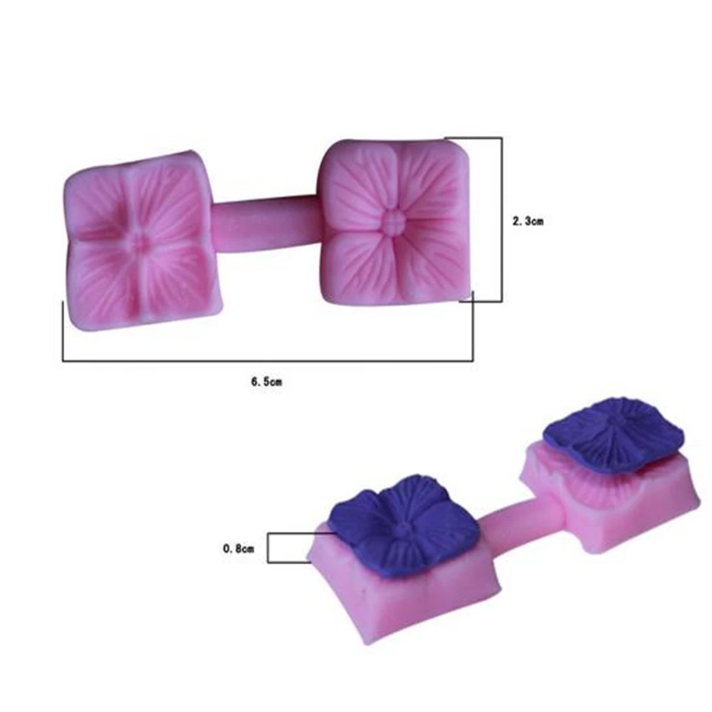 Kitchen DIY Square 4 Leaf Flower Embossing for Cake Decoration Liquid Silicone Tools Pastry mould Pudding Soap Ice Cube Molds