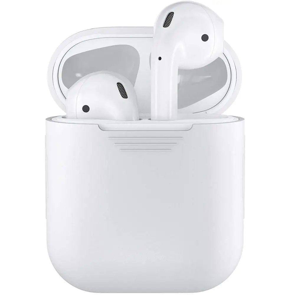 White Силиконовые bluetooth беспроводные наушники Air pods чехол для AirPods защитный чехол Аксессуары для Apple Airpods зарядная коробка - Цвет: White