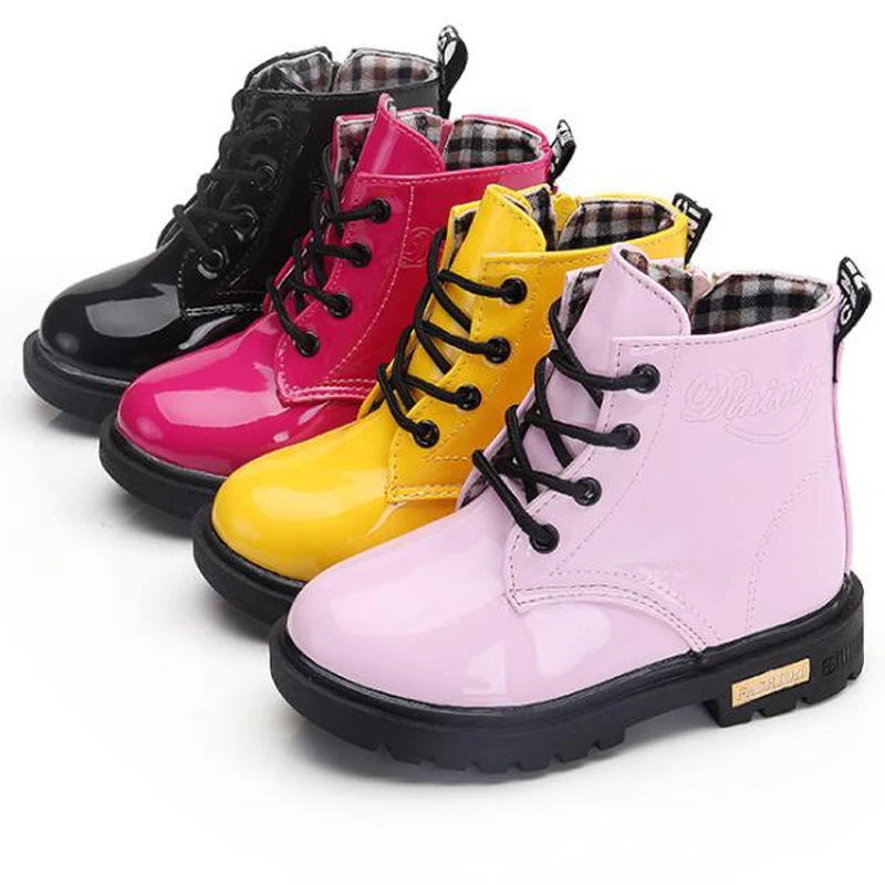 

Winter Children Boots Pu Leather Waterproof Martin Boots Shoes For Kids Snow Boots Brand Girls Boys Rubber Boots Fashion Sneaker
