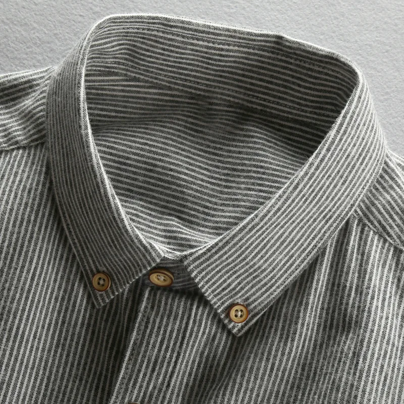 ICPANS хлопок лен Camisa Masculina в полоску с длинным рукавом мужские рубашки летние