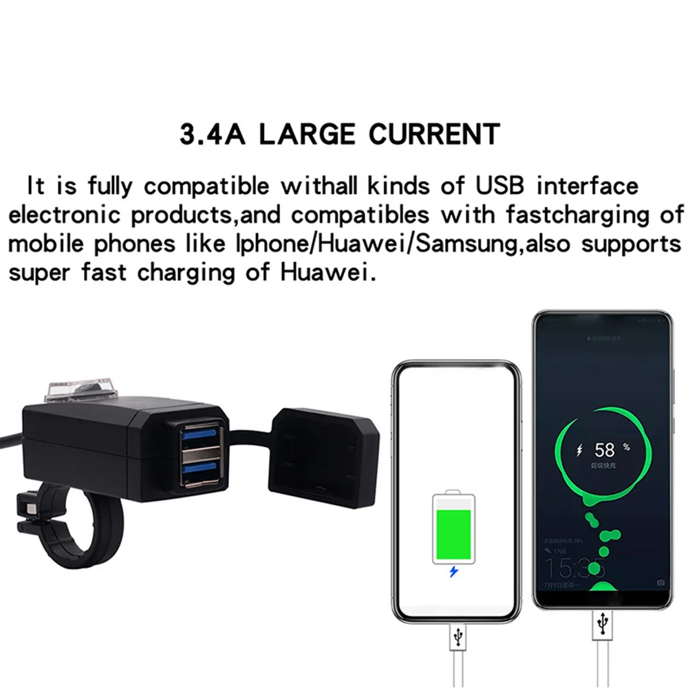 Двойное USB зарядное устройство для мотоцикла выход адаптера питания