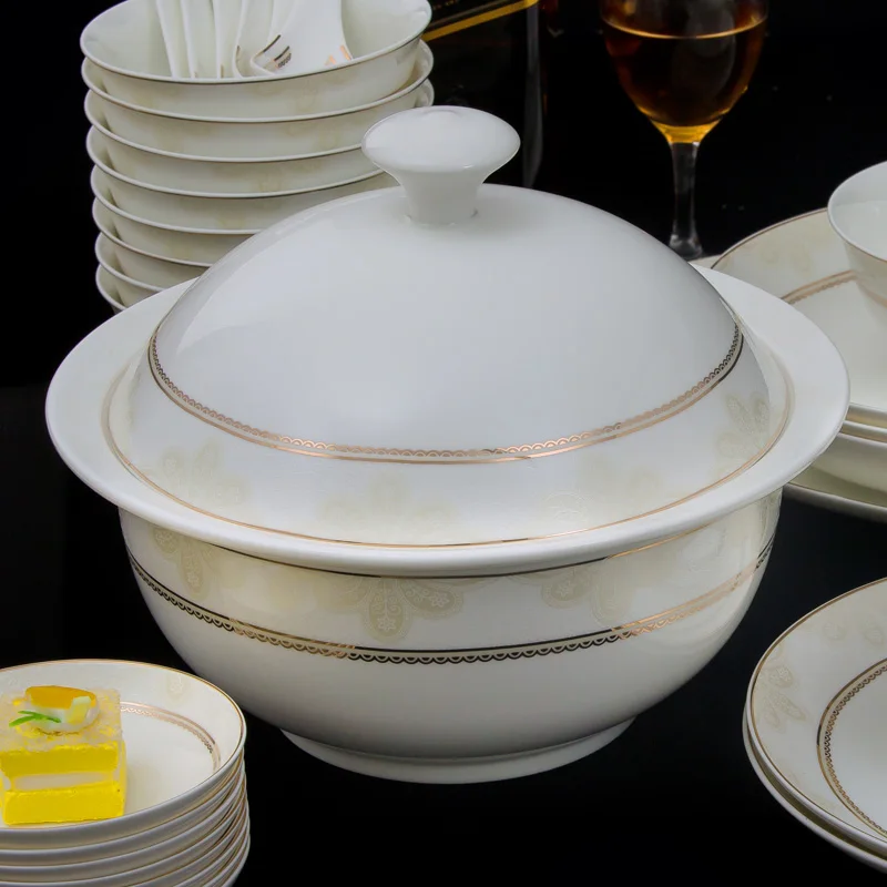 christmas decorations for home Jingdezhen Ceramic Tableware Bone Porcelain 60pieces Elegant Bowl Set | Дом и сад