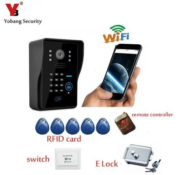Yobangsecurity Беспроводной Wi-Fi видео-телефон двери Дверные звонки домофон с electronick