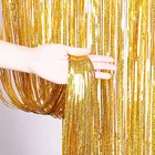 2-4 м розовое золото Свадебная вечеринка фон шторы с бахромой мишура Блеск Фольга шторы пижамы для детей и взрослых, празднований дня рождения украшение для штор