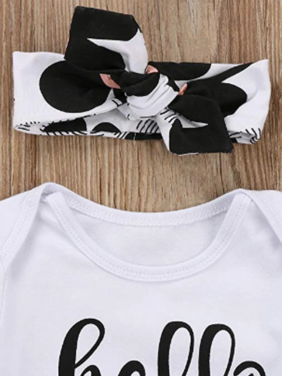 Одежда для новорожденных девочек с цветочным принтом Hello World боди длинными