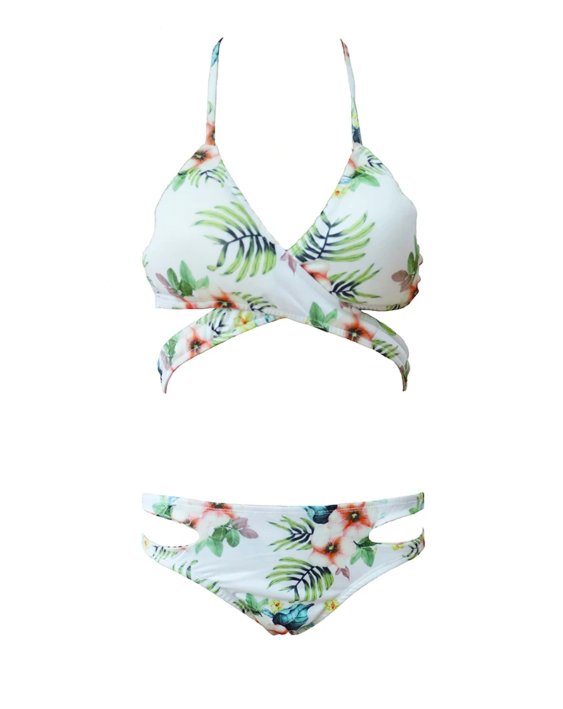 2018 бразильский комплект бикини Цветочный купальник женский полосатый пуш ап