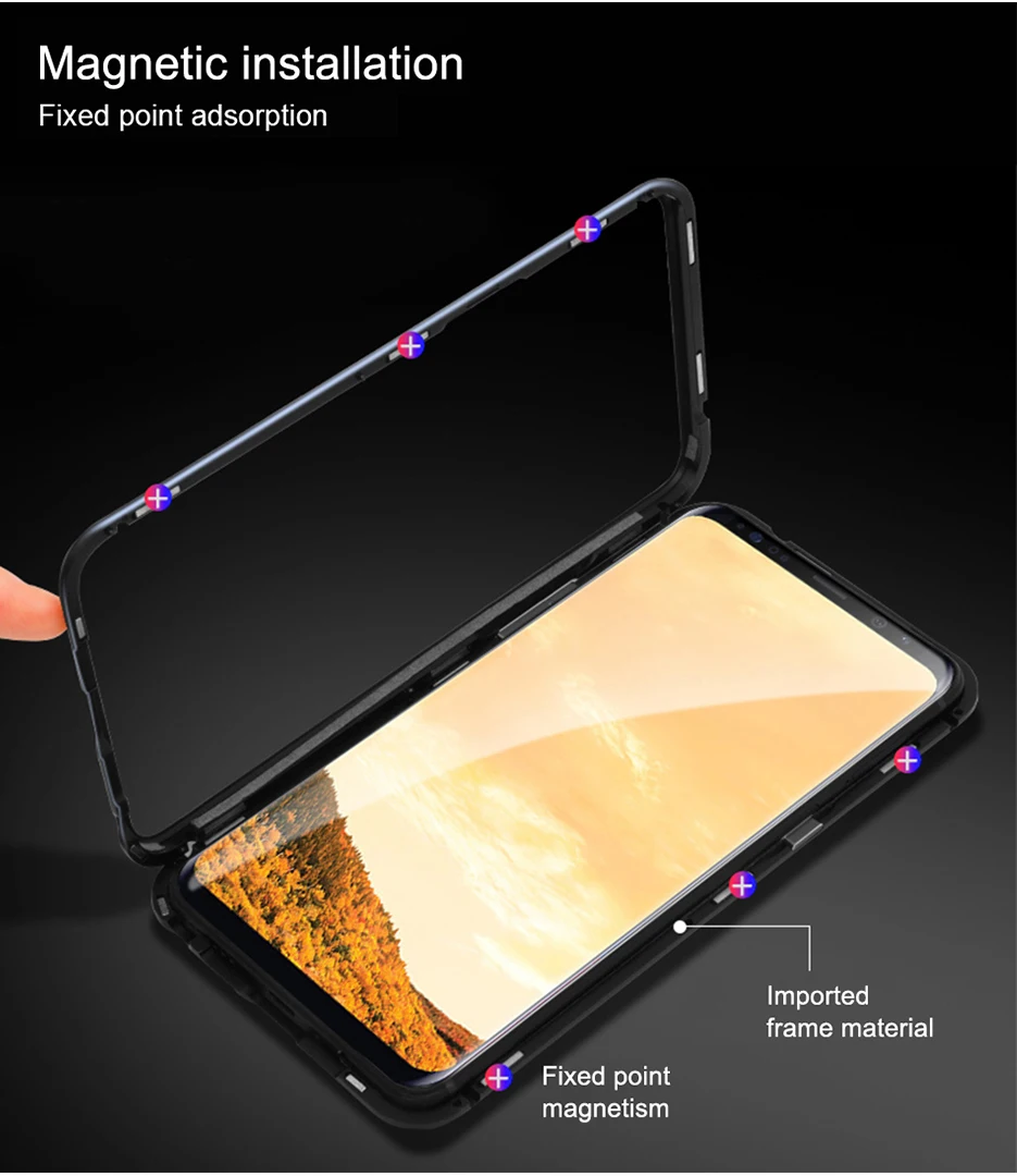 CHYI для samsung a50 a70 a40 a20 встроенный магнитный чехол стеклянный магнит телефонные чехлы для Galaxy s8 s9 s10 plus note 8 9 задняя крышка