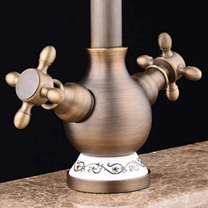 Смесители для ванной бассейна античный латунный Цвет одно отверстие на бортике