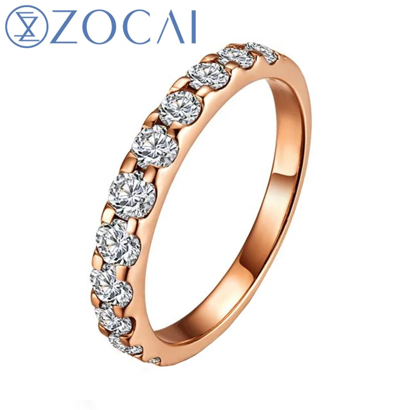 

ZOCAI NATURAL 0.55 CT CERTIFIED SI / H ROUND CUT 18K ROSE GOLD DIAMOND SEMI-ETERNITY WEDDING BAND RING W02411