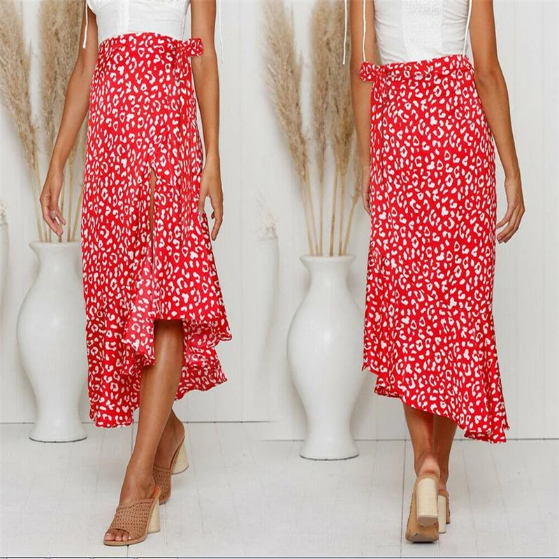 Женская длинная юбка макси в стиле бохо с цветочным принтом и оборками