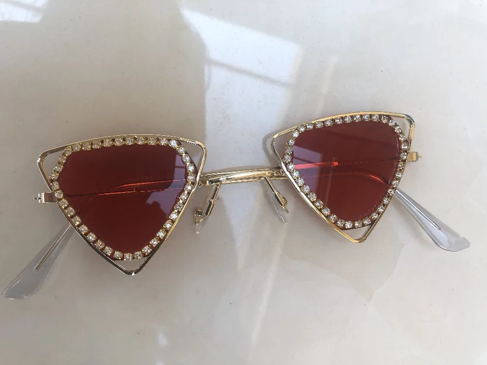 Солнцезащитные очки треугольные для мужчин и женщин UV 400 трендовые золотистые