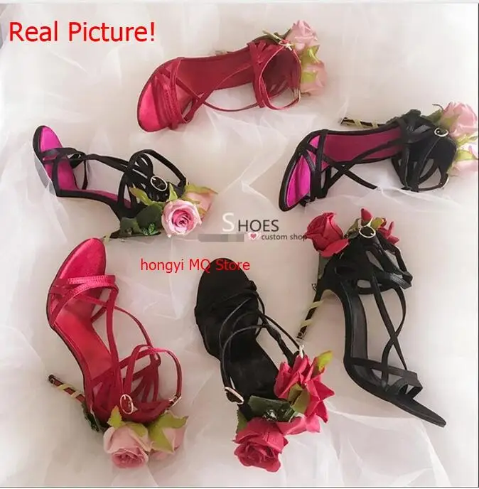 Модные летние модельные туфли на высоком каблуке с украшением в виде розовой розы и ремешком щиколотке