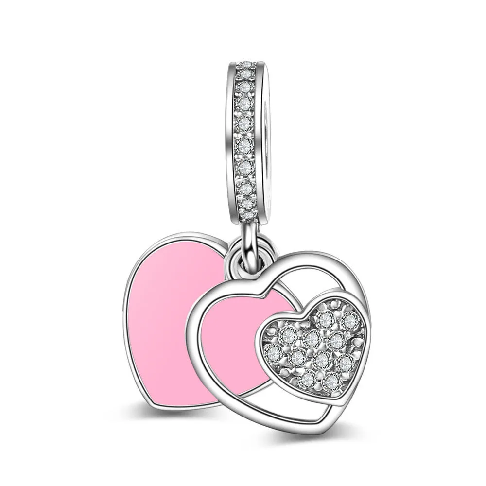 

Authentic 925 Sterling Silver Pink Sweet Love Glaze Crystal Pendant Bead For Original Pandora Charm Bracelets & Bangles Jewelry