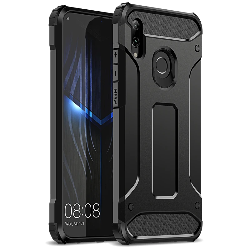 2 in 1 Hard PC Case For Huawei P30 lite Pro P20 Cover Dual Protection Shock Bumper for P smart 2019 Black case | Мобильные телефоны