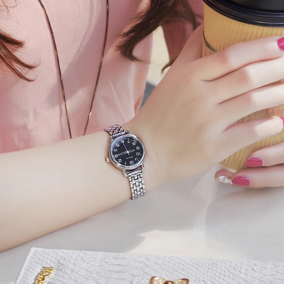Женские часы KIMIO из нержавеющей стали, перламутровый циферблат, полые женские часы-браслет, повседневные кварцевые часы от AliExpress WW