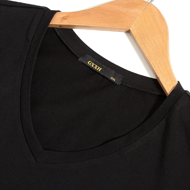 Футболка размера плюс, мужская, 5XL, негабаритная футболка, мужская, одноцветная, короткий рукав, хлопок, v-образный вырез, футболка, летняя, белая, большая, 6XL, 7XL, для роста