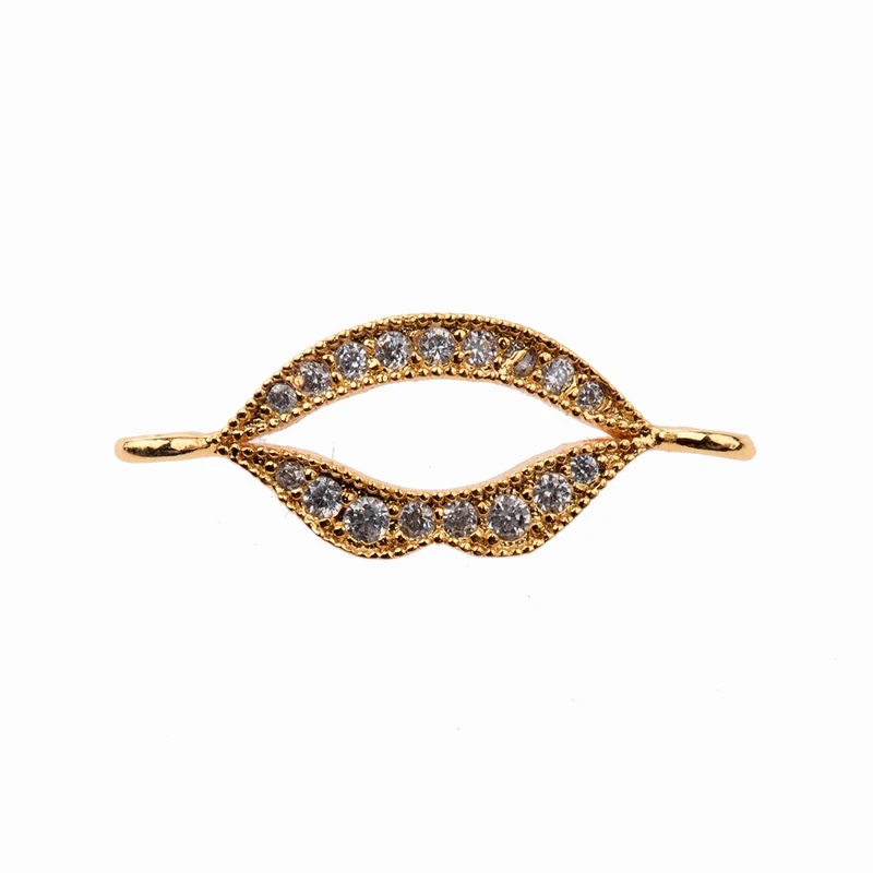 Новые Позолоченные Латунные Микро проложить Циркон ZC формы губ разъем бусины для