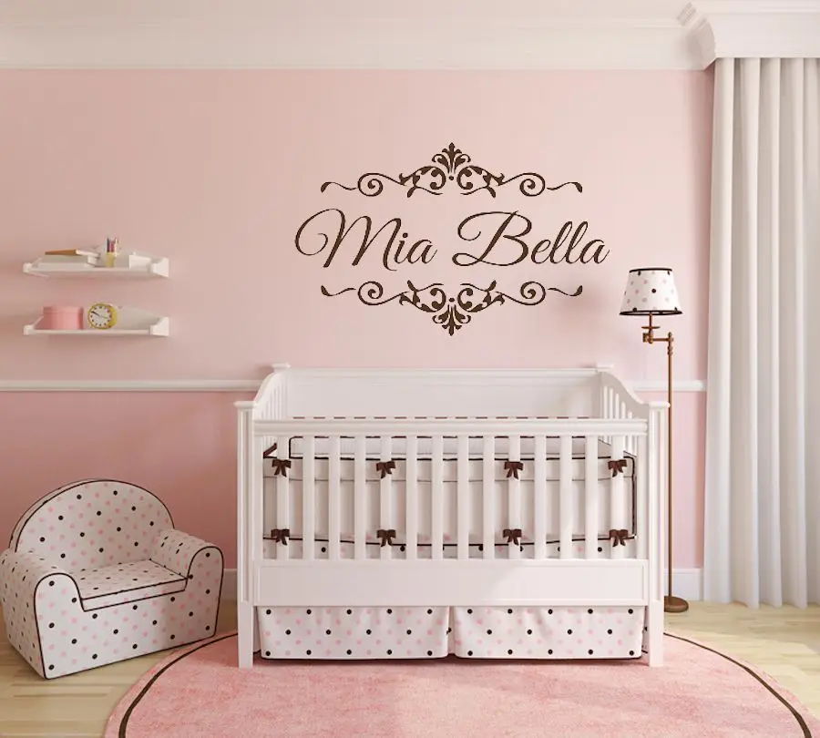 Personalized Name Nursery Wall Stickers For Princess Room Removable Wall Decals Home Decor Girls Room Creative Decal Mural S163