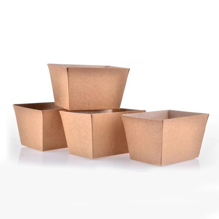 Модная квадратная коробка для картофеля фри из крафт бумаги одноразовые жареные