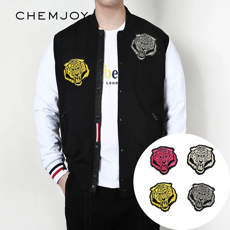 Нашивки с вышивкой головы тигра полоски на одежду куртку наклейки байкерские