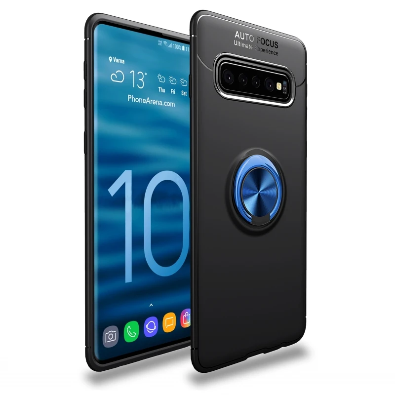 Black with Blue Чехол с подставкой для samsung Galaxy S10 S9 S8 Примечание 10 плюс S10e Крышка для samsung A70 A50 A40 A30 A20 A10 A7 A9 A6 кольцо чехол - Цвет: Black with Blue