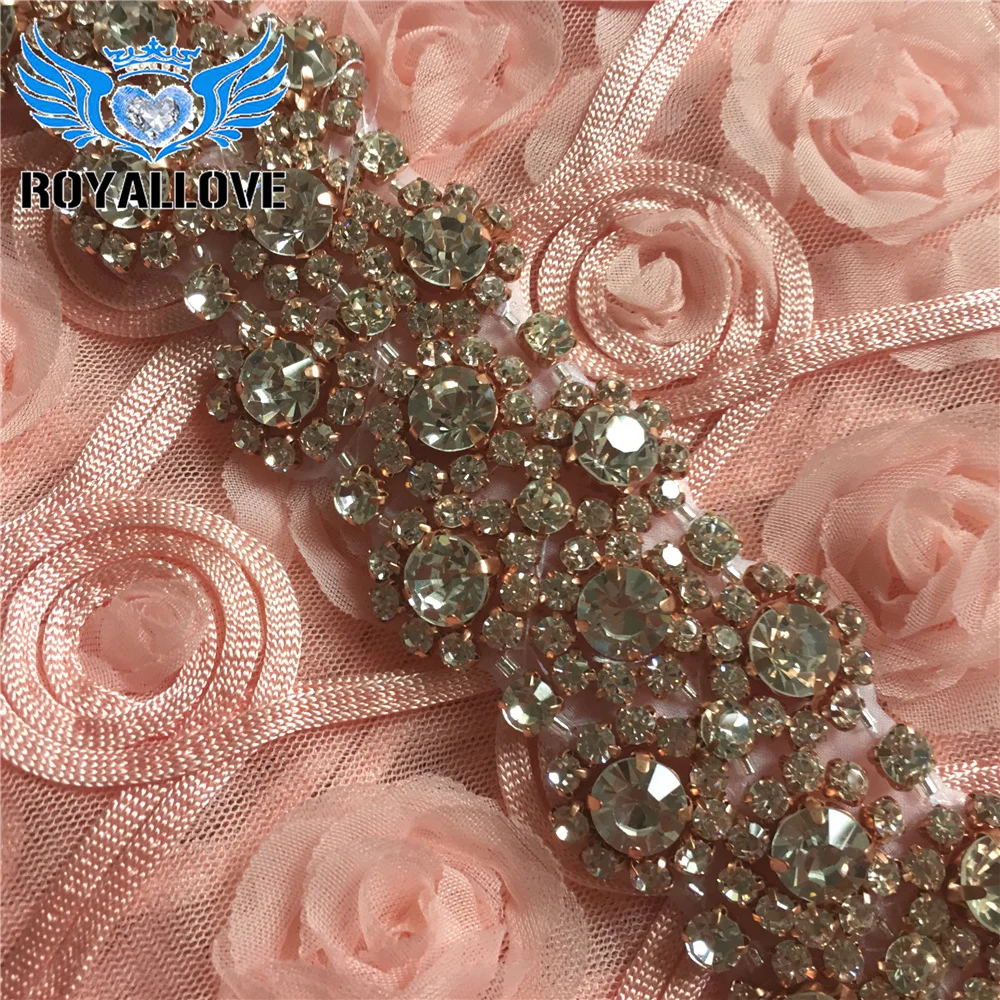 10 Yards Beaded Ornaments Lace Crystal Material Decorative Rose Gold Rhinestone Trimming for Wedding Clothing Sash DIY Trim | Дом и сад