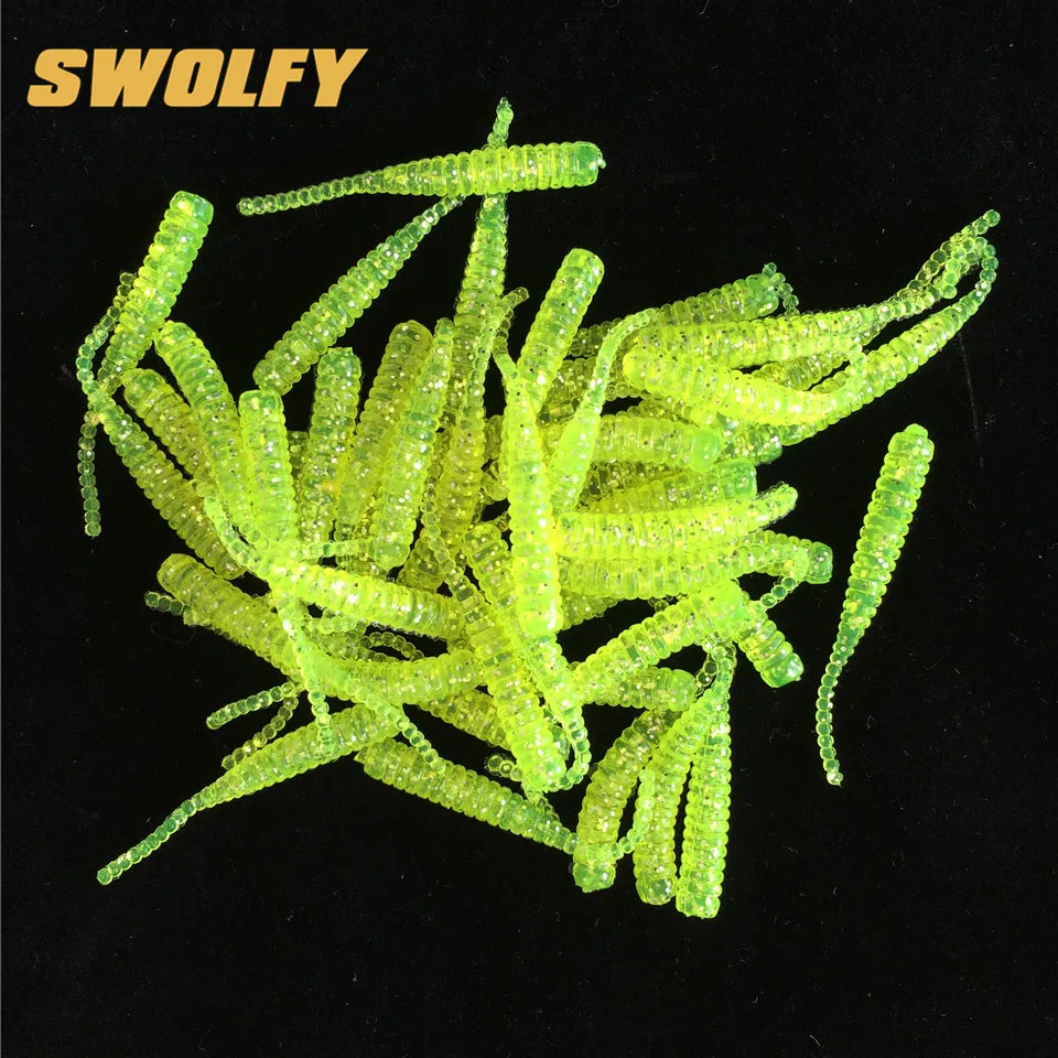 Swolfy 50 шт./лот, силиконовая приманка-червь, 4 см, 0,4 г, Мягкая приманка для ловли карпа, искусственная приманка iscas para pesca, рыболовные снасти