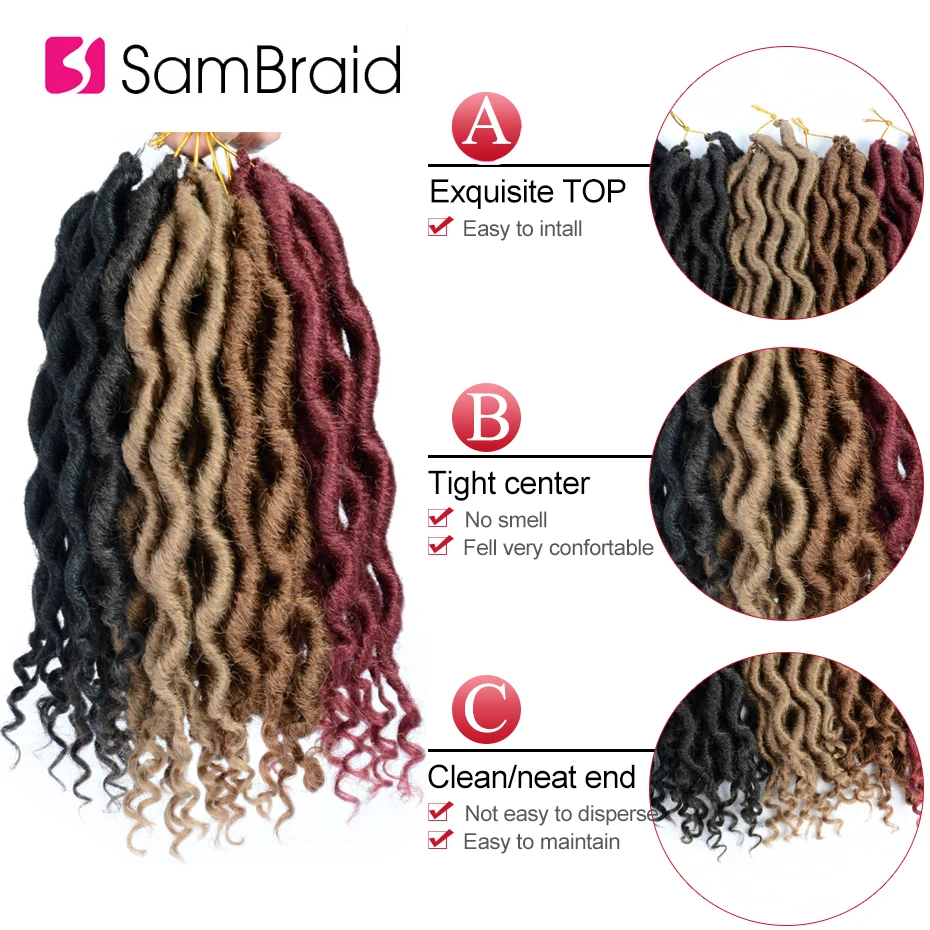 SAMBRAID вязанные волосы плетение богиня косички с faux locs Curly чистый цвет Твист