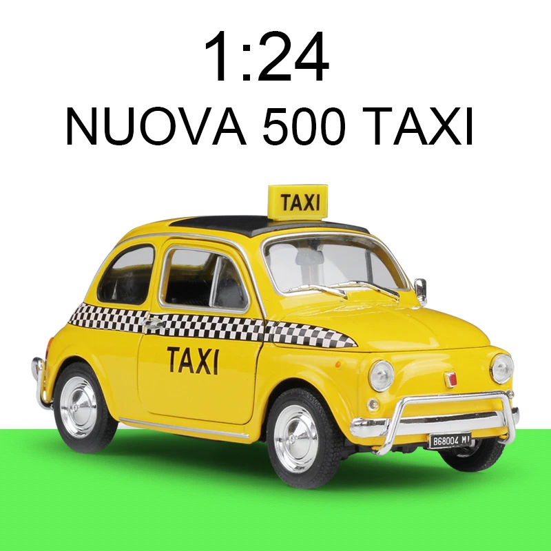 Welly 1:24 Литой под давлением автомобиль NUOVA 500 такси желтые автомобили сплав