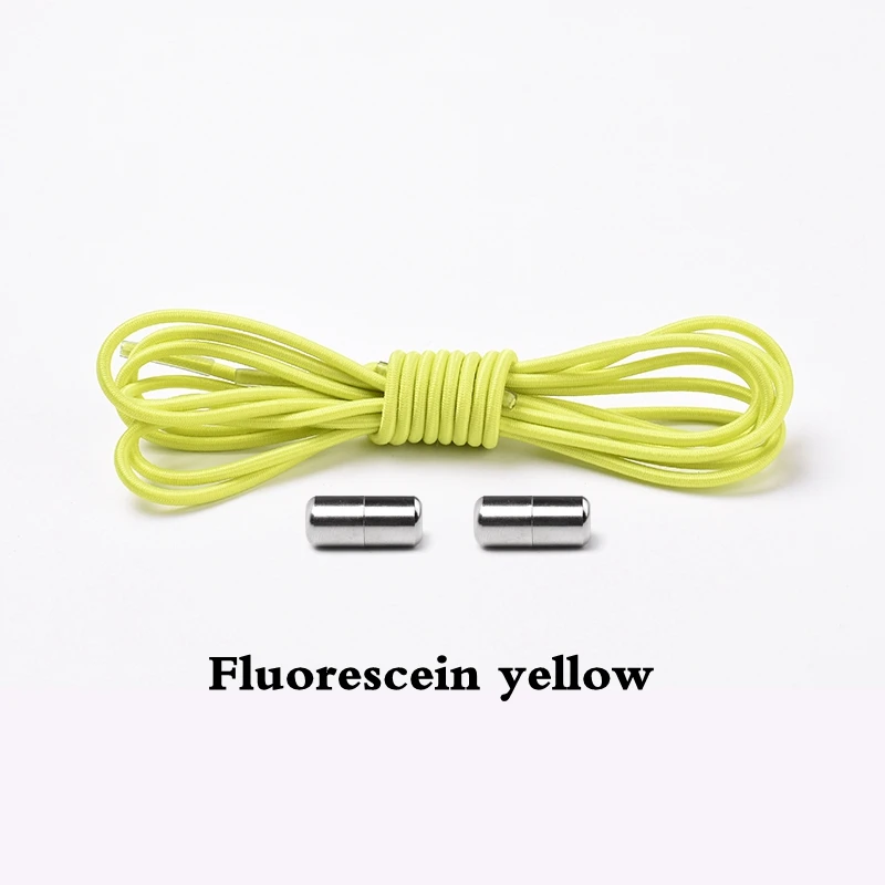 Fluorescent yellow 1 пара, 25 цветов, эластичные шнурки для обуви, без завязок, шнурки для детей, взрослых, унисекс, кроссовки, шнурки, быстро тянутся, шнурки с металлическим замком - Цвет: Fluorescent yellow