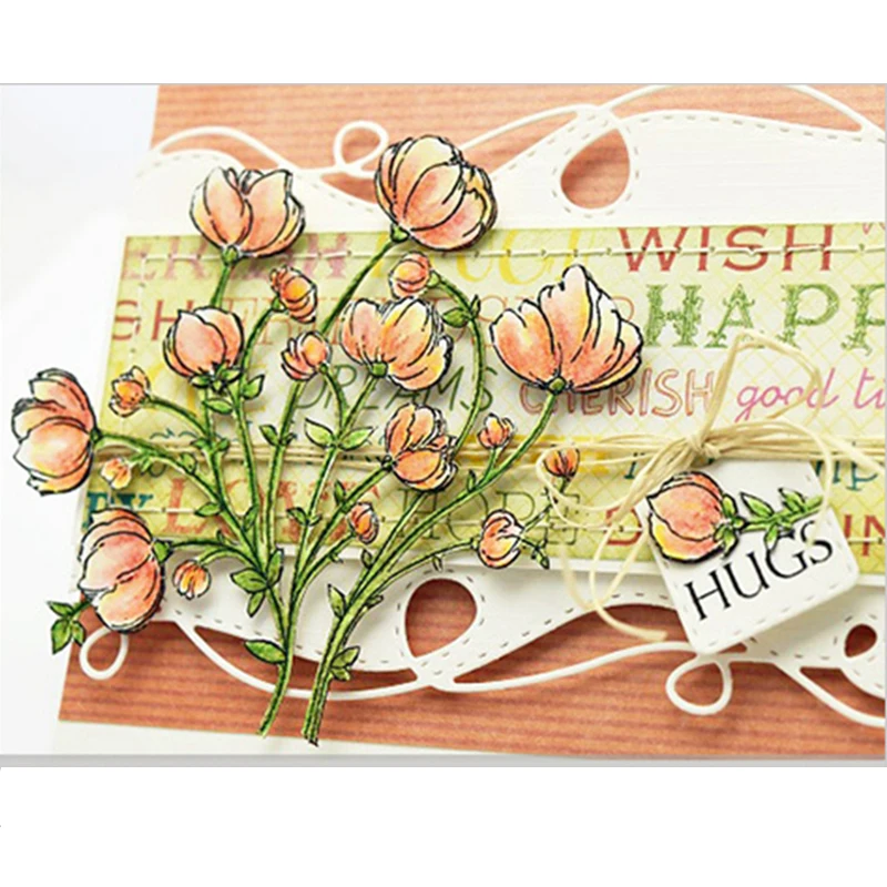 2 шт. Цветочная кружевная рамка для резки металла трафарет DIY скрапбукинга