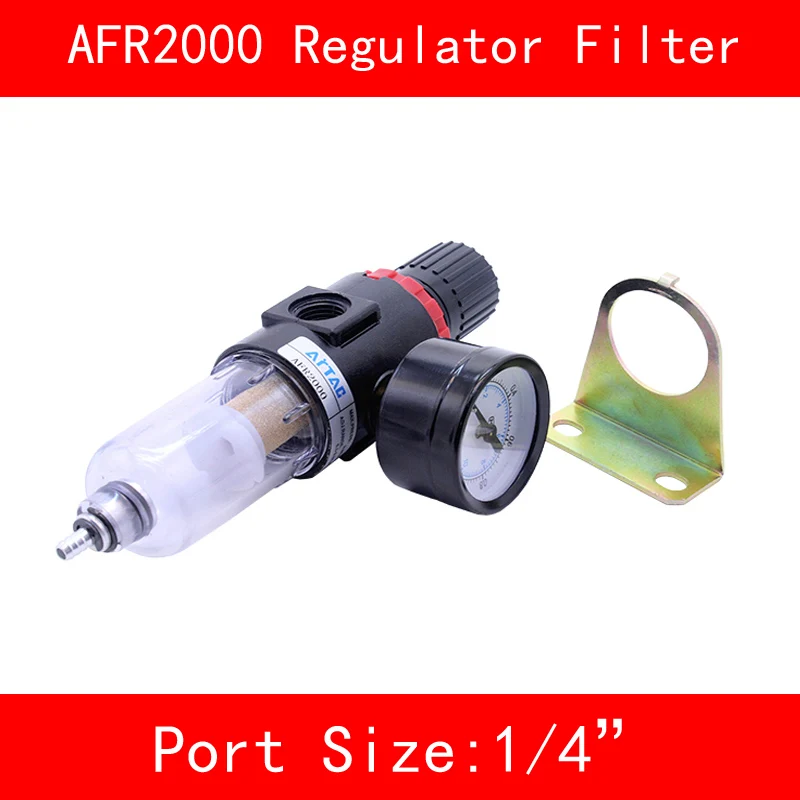 

AFR2000 Air Filter Port 1/4" Pneumatic Parts Air Filter Accessory Source Treatment Unit Oil Water Separation with Pressure Gauge