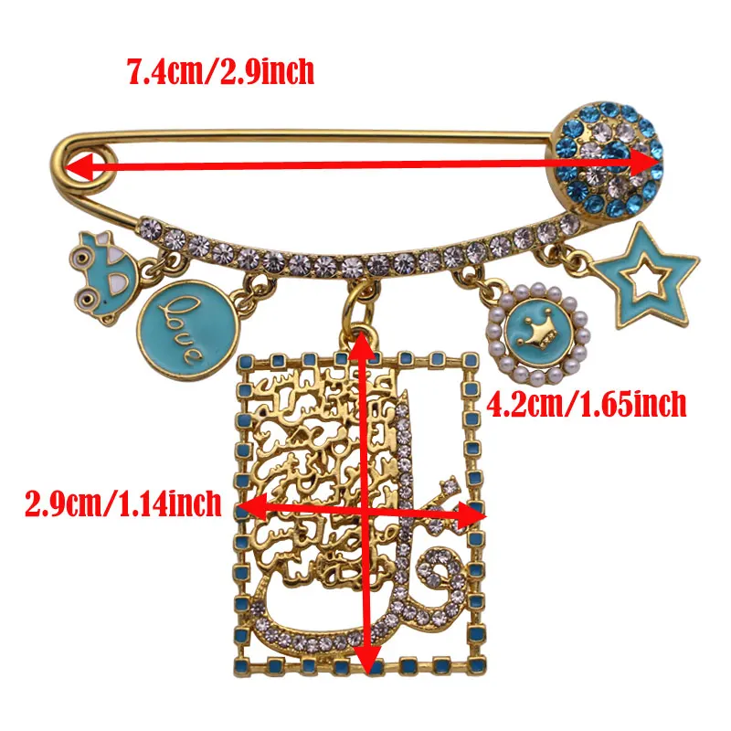 muslim islam turkish evil eye Allah four Qul suras Stainless steel brooch baby pin accept drop shipping