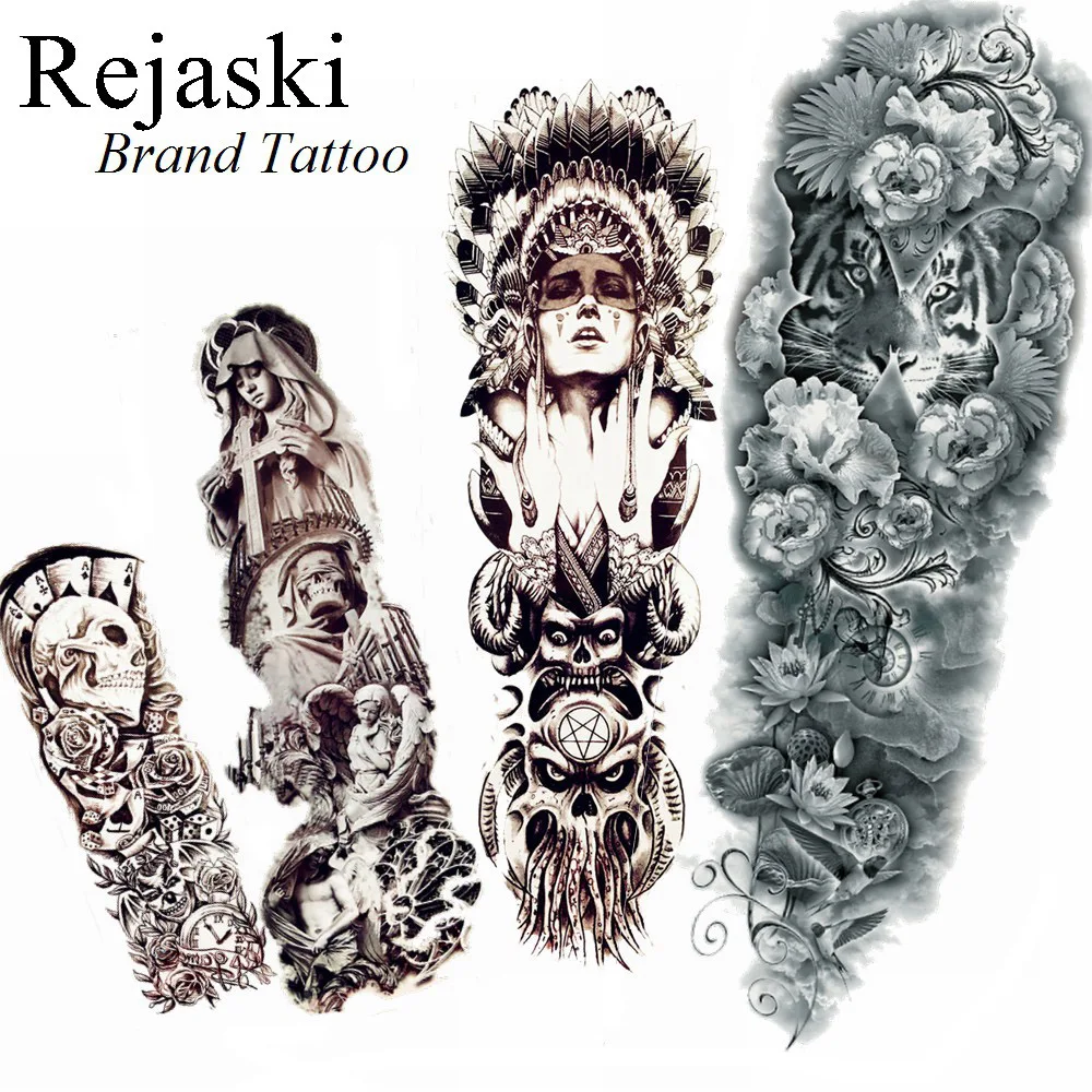 Rejaski 100 шт. оптовая продажа длинные 48x17 см татуировки полная рука цветок Нун тату