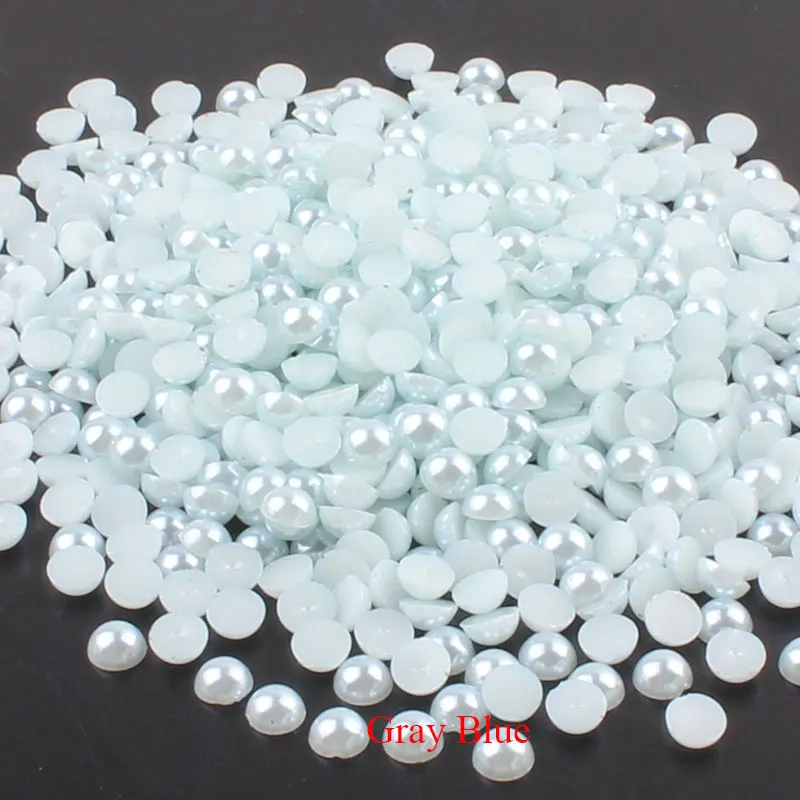 Gray Blue 1000 шт жемчужные полукруглые бусины для рукоделия, украшение для альбома, клеевые стразы с плоской задней стороной для ногтей, телефонная аппликация E - Цвет: Gray Blue