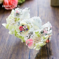 himstory lace flowerbridal round tiara vintage kids wedding crown hair accessories baroque jewelry women headpiece